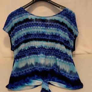 Apt. 9 Blue/Teal Printed Blouse Size PXL